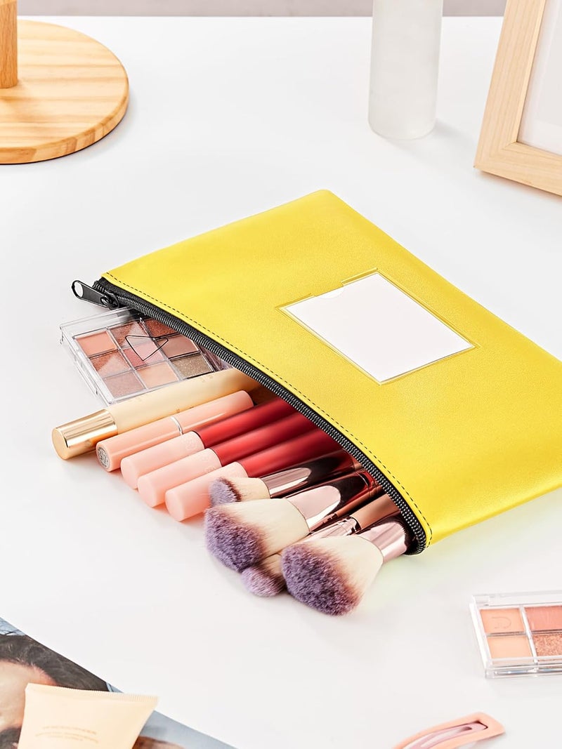 SMARTAKE 5-Pack Money Bags with Zipper, PU Leather Bank Deposit Bags, Waterproof Money Pouch for Organize Cash, Coins, Cosmetics, Invoice, Bills, Tools, 11.5 x 6.2 Inches, Macaroon Colors - Image 4